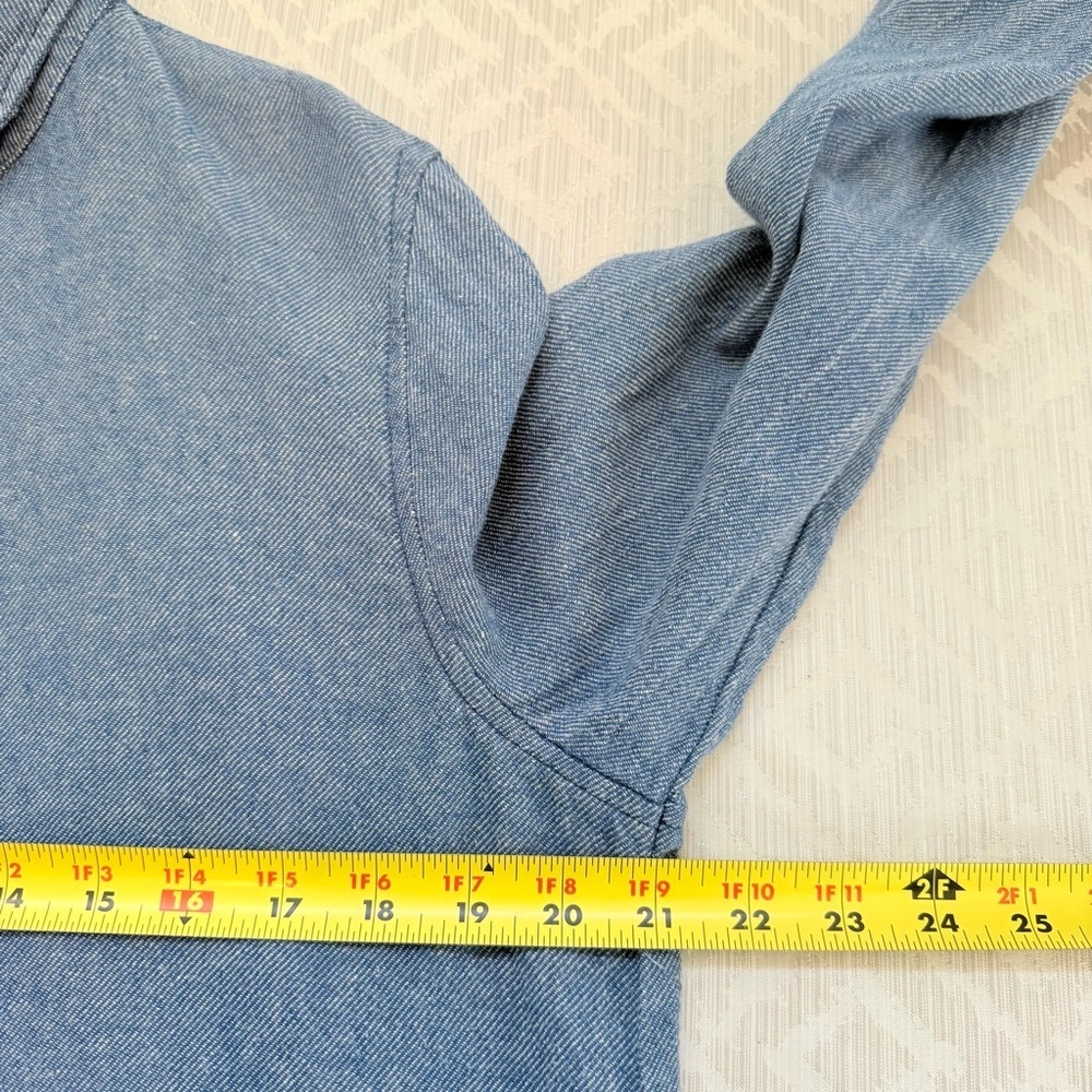 CP Shades Blue Button-Up Men's Shirt Linen and Cotton Blend Size Medium - Picture 5 of 6